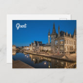 Gent Belgium Cityscape am Night Foto Postkarte (Vorne/Hinten)
