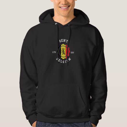 GENT Belgium Flag Abzeichen Vintag Hoodie (Vorderseite)