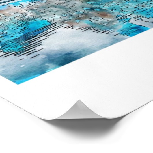 Gent Belgium Reisen Wasserfarbenhandzeichnung Poster (Ecke)