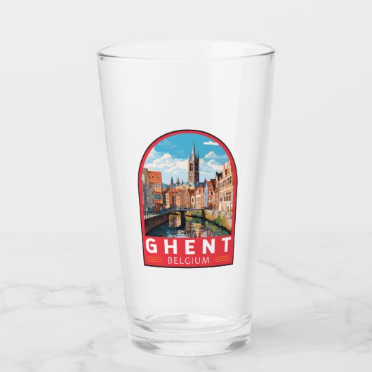 Gent Belgium Travel Art Vintag Glas (Vorderseite)