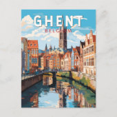 Gent Belgium Travel Art Vintag Postkarte (Vorderseite)
