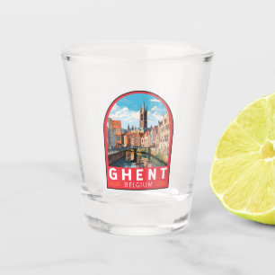 Gent Belgium Travel Art Vintag Schnapsglas