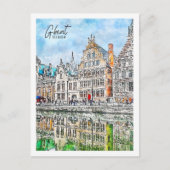 Gent Belgium Travel Place Watercolor Postkarte (Vorderseite)