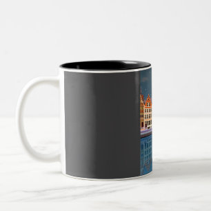 Gent Blegium Vintag Minimal Retro Travel Poster Zweifarbige Tasse