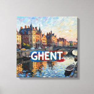 Gent Kanal Reflexionen Skyline Leinwand Kunst