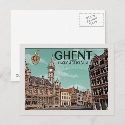 Gent - Korenmarkt Postkarte (Vorne/Hinten)