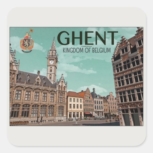 Gent - Korenmarkt Quadratischer Aufkleber (Vorderseite)