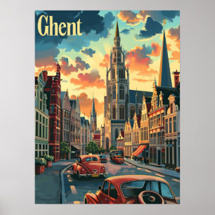 Genteel Gent: Vintage Street Scene Illustration Poster