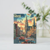 Genteel Gent: Vintage Street Scene Illustration Postkarte (Stehend Vorderseite)