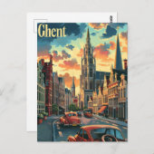 Genteel Gent: Vintage Street Scene Illustration Postkarte (Vorne/Hinten)