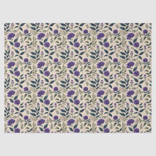 Gentian Blue Vintag Floral Seidenpapier (Vorderseite)