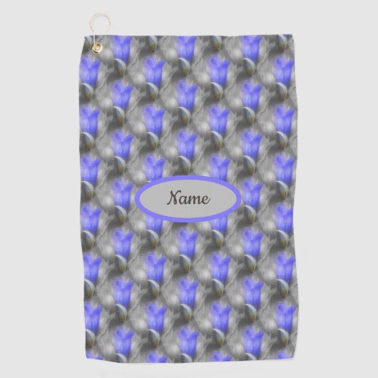 Gentian Blume Art Pattern Personalisiert Golfhandtuch (Vorderseite)