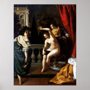 Gentileschi - Bathseba bei ihrem Bad 1645 Poster