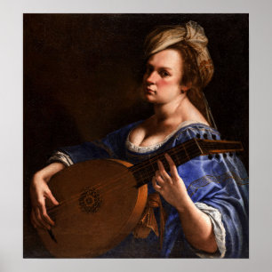 Gentileschi - Selbstportrait als Lute-Player Poster