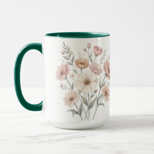 Gentle Anemone Bouquet Watercolor Softness Tasse (Links)