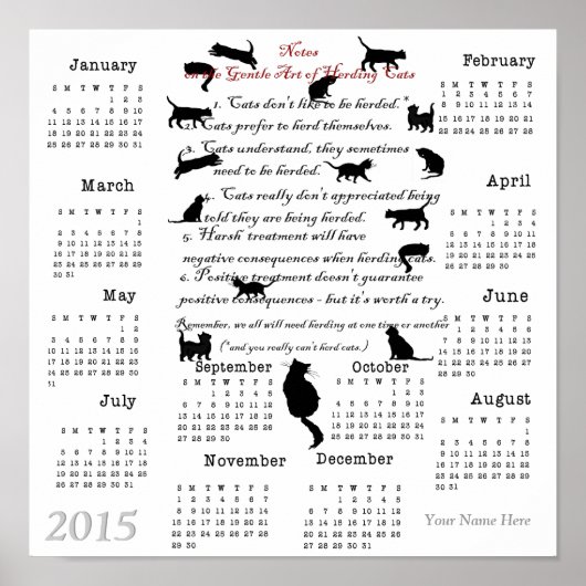 Gentle Art of Herding Cats...2015 Kalender Poster (Vorne)
