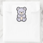 Gentle Bear – Cute Kawaii Animal Illustration Quadratischer Aufkleber (Tasche)