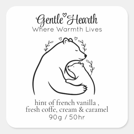 Gentle Bear Hug Custom Candle Label Sticker (Vorderseite)