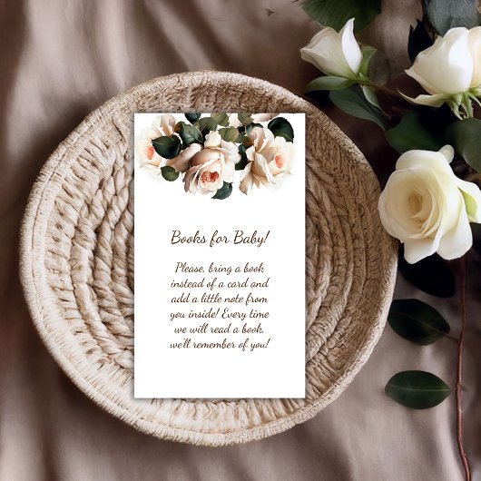 Gentle Beige Rose Girl Baby Shower Books for Baby Begleitkarte