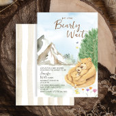 Gentle Beige Watercolor Bear Family Baby Dusche Einladung