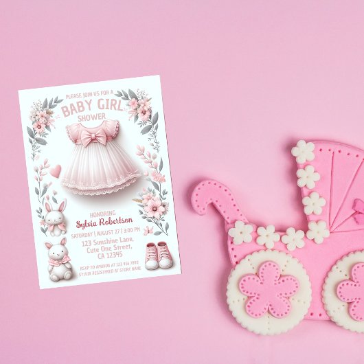Gentle Blossom Begrüßung: Baby Girl Shower Einladung