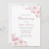 Gentle Blush Elegante Blume Baby Girl Christening Einladung (Vorderseite)