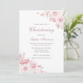 Gentle Blush Elegante Blume Baby Girl Christening Einladung (Stehend Vorderseite)