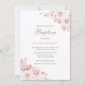 Gentle Blush Elegante Blume Baby Girl Taufe Einladung (Vorderseite)