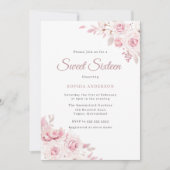 Gentle Blush Elegante Blume Sweet 16 Party Einladung (Vorderseite)