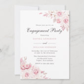 Gentle Blush Elegante Watercolor Engagement Party Einladung (Vorderseite)