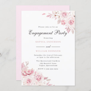 Gentle Blush Elegante Watercolor Engagement Party Einladung