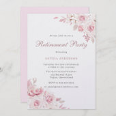 Gentle Blush Elegantes Blume Altersvorsorge-Party Einladung (Vorne/Hinten)