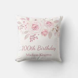 Gentle Blush Pink Floral 100. Geburtstagsparty Ges Kissen