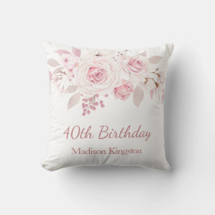 Gentle Blush Pink Floral 40. Geburtstag Party Gesc Kissen