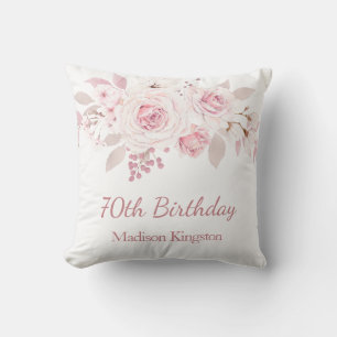 Gentle Blush Pink Floral 70. Geburtstagsparty Gesc Kissen
