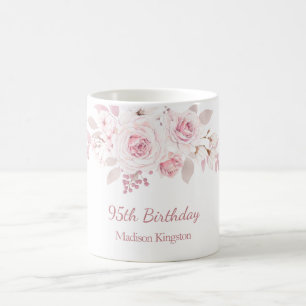 Gentle Blush Pink Floral 95. Geburtstagsparty Gesc Kaffeetasse