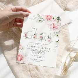 Gentle Blush Pink Rose Es ist eine Girl Baby Dusch Einladung