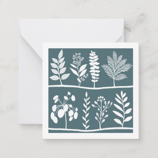 Gentle Botanic Rhythm - white botanical dark green Mitteilungskarte (Vorderseite)
