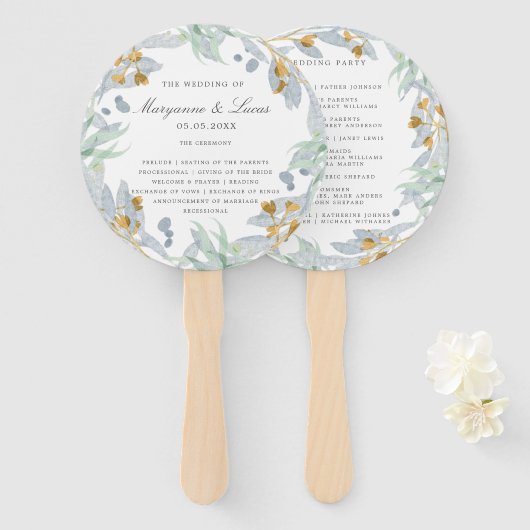 Gentle Botanics | Hochzeitsprogramm Hand Fan Fächer (Vorne und Hinten)