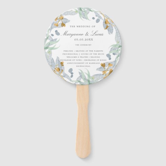 Gentle Botanics | Hochzeitsprogramm Hand Fan Fächer (Vorderseite)