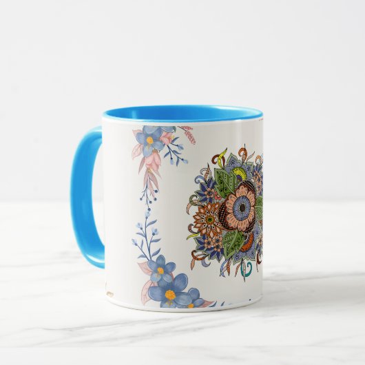 Gentle Calm – Soft Teal Watercolor Floral Art Tasse (Vorderseite Links)