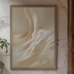 "Gentle Currents"   Beige Abstrakte Kunst Poster