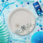  gentle cute flowers with a branch paper plates pappteller (Party)