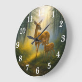 Gentle deer duo in sunlit forest große wanduhr (Winkel)
