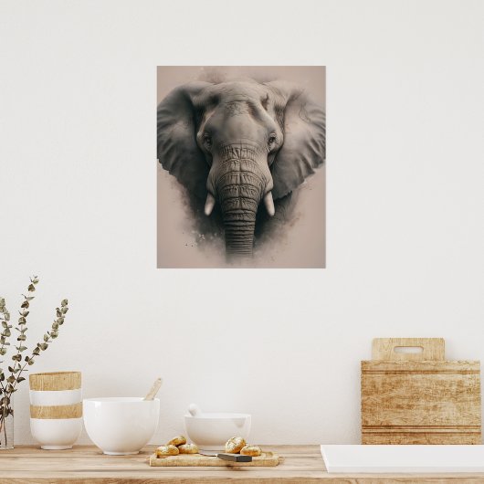 Gentle Elephant Gaze Poster (Küche)