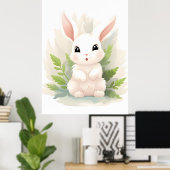 Gentle Ferns: Baby Rabbit unter Blätter Poster (Heimbüro)