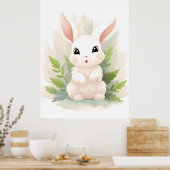 Gentle Ferns: Baby Rabbit unter Blätter Poster (Küche)