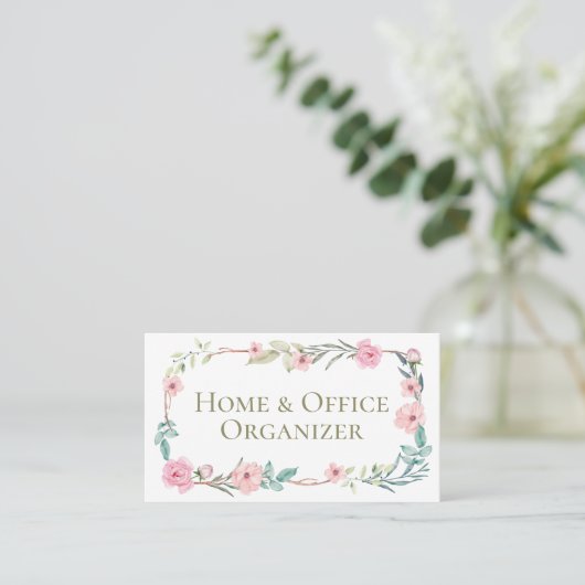 Gentle Floral Beruflich Organizer & De-Clutter Visitenkarte (Stehend Vorderseite)