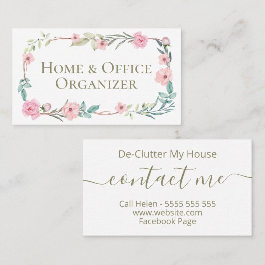 Gentle Floral Beruflich Organizer & De-Clutter Visitenkarte (Vorne/Hinten)
