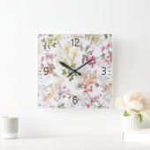 Gentle floral pattern quadratische wanduhr (Zuhause)